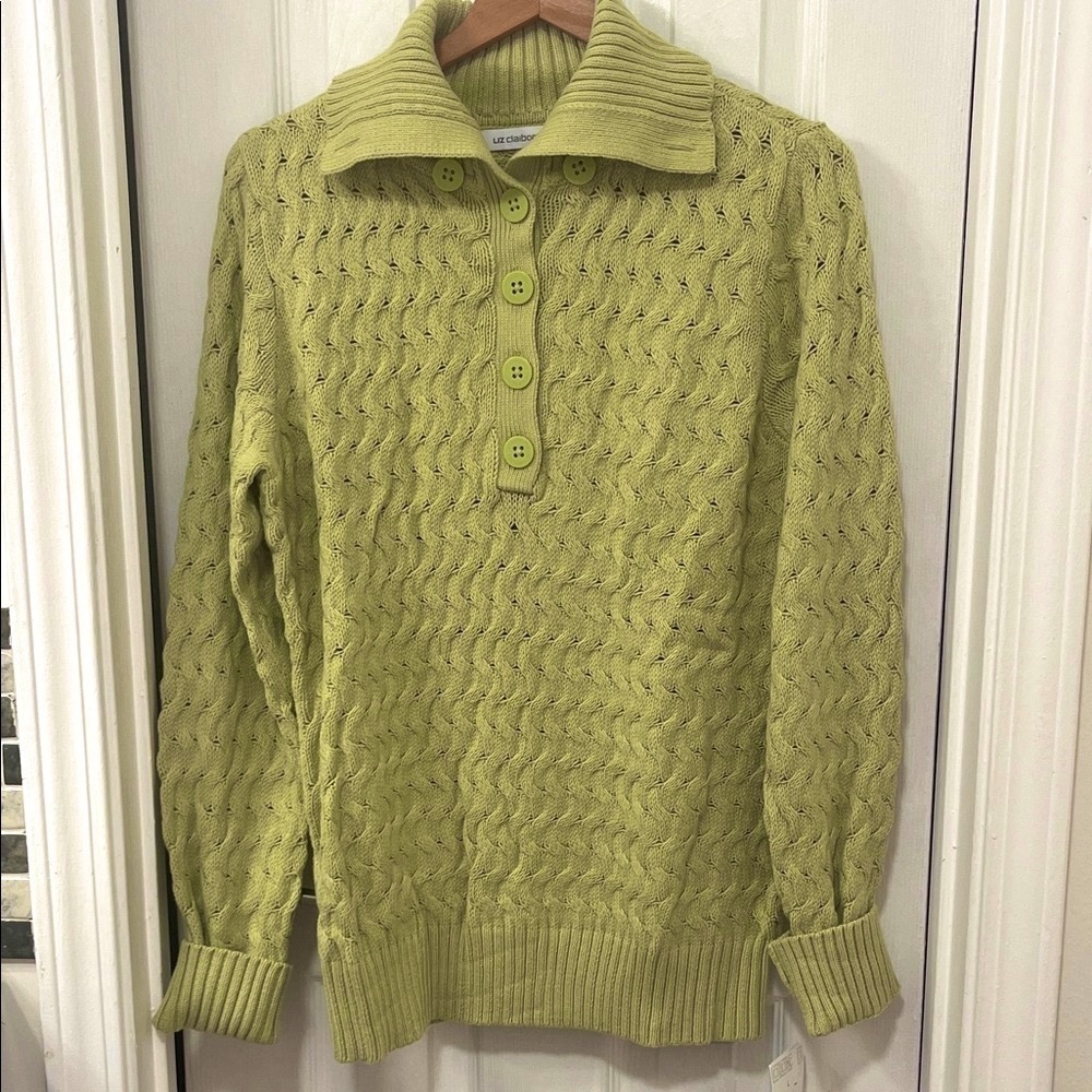 NWT Liz Claiborne Acacia Green Long Sleeve Sweater Women’s Size L